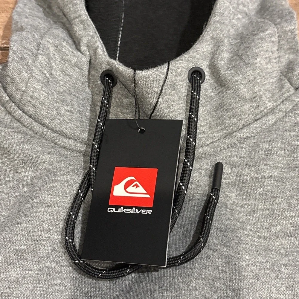 Quiksilver DryFlight Bonded‎ Fleece Hoodie Men's Small Heather Gray Pockets New